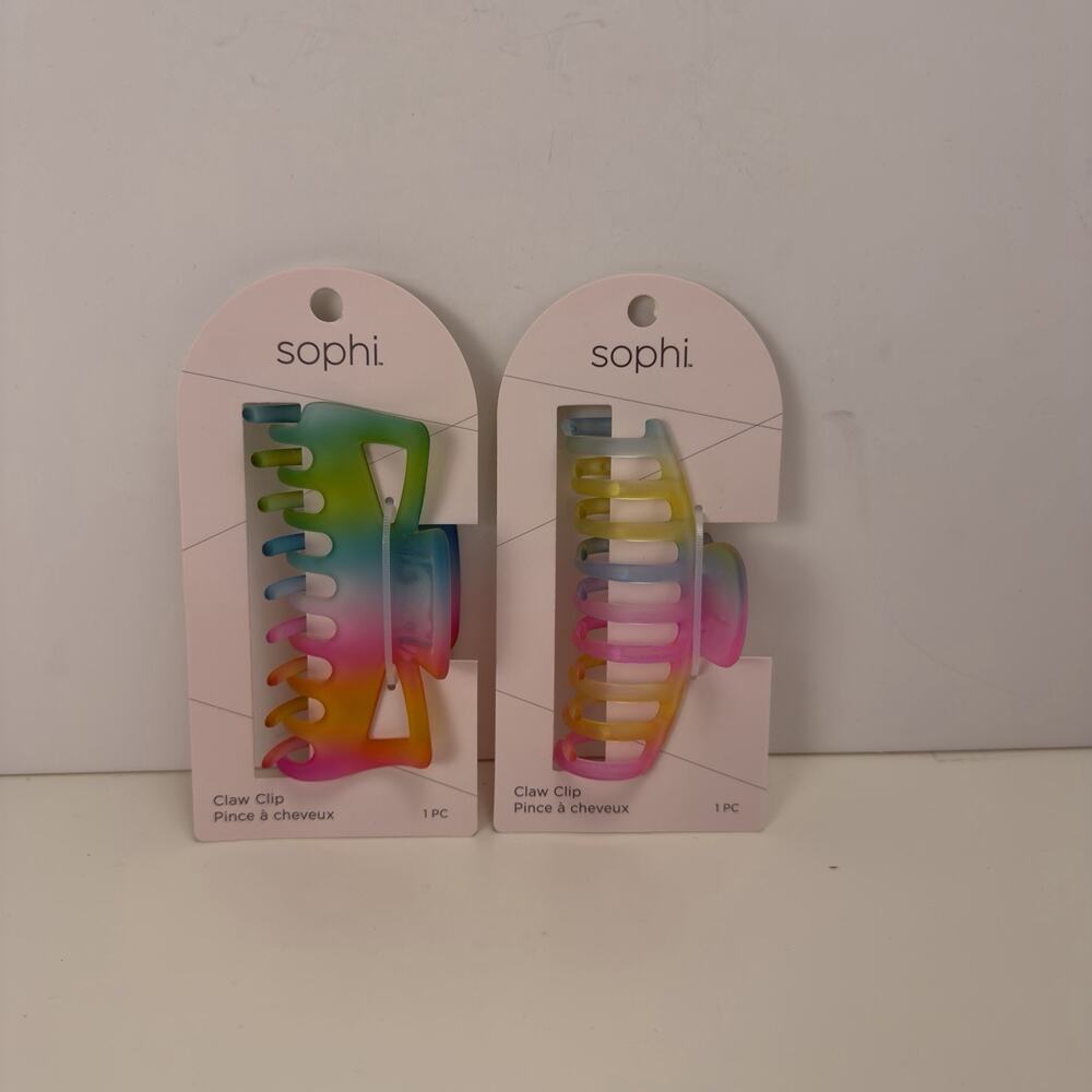 Sophi Hair Claw Clips Large Rainbow Colors Set Of 2